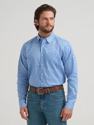 Men's Cody Johnson One Pocket Button Down Shirt in Sky Paisley