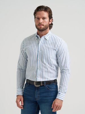 Men's Cody Johnson One Pocket Button Down Shirt in Glacier Stripes