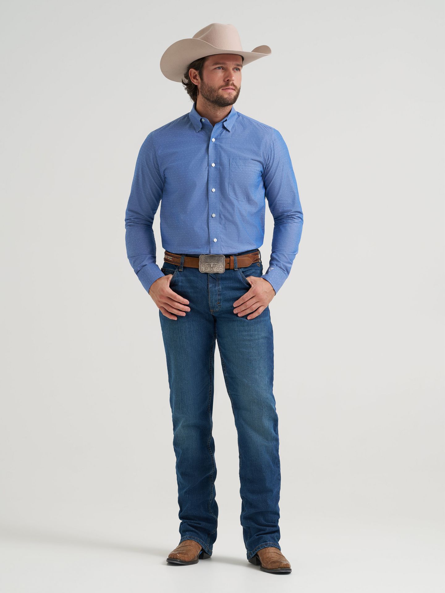 Мужская рубашка Wrangler Cody Johnson One Pocket Button Down Shirt, цвет: Arrow Dots — фото 5