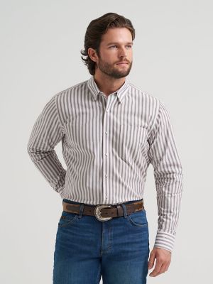 Mens Cody Johnson 1 Pocket Button Shirt:Wine Stripes:M main view