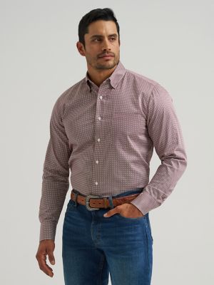 Men's Cody Johnson One Pocket Button Down Shirt in Wine Clover