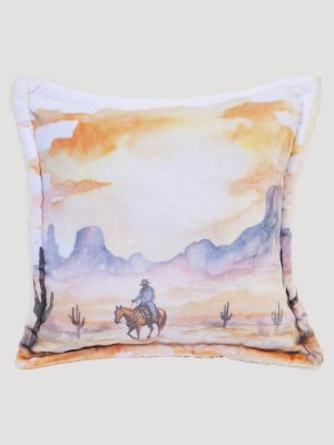 Wrangler Cowboy Sunrise Plush Throw Pillow