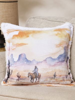Wrangler Cowboy Sunrise Plush Throw Pillow