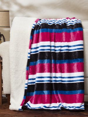 Wrangler Brushpopper Lounge Plush Sherpa Blanket in Pink