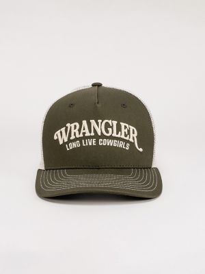 Womens Long Live Cowboys Trucker Hat:Olive:One Size alternative view