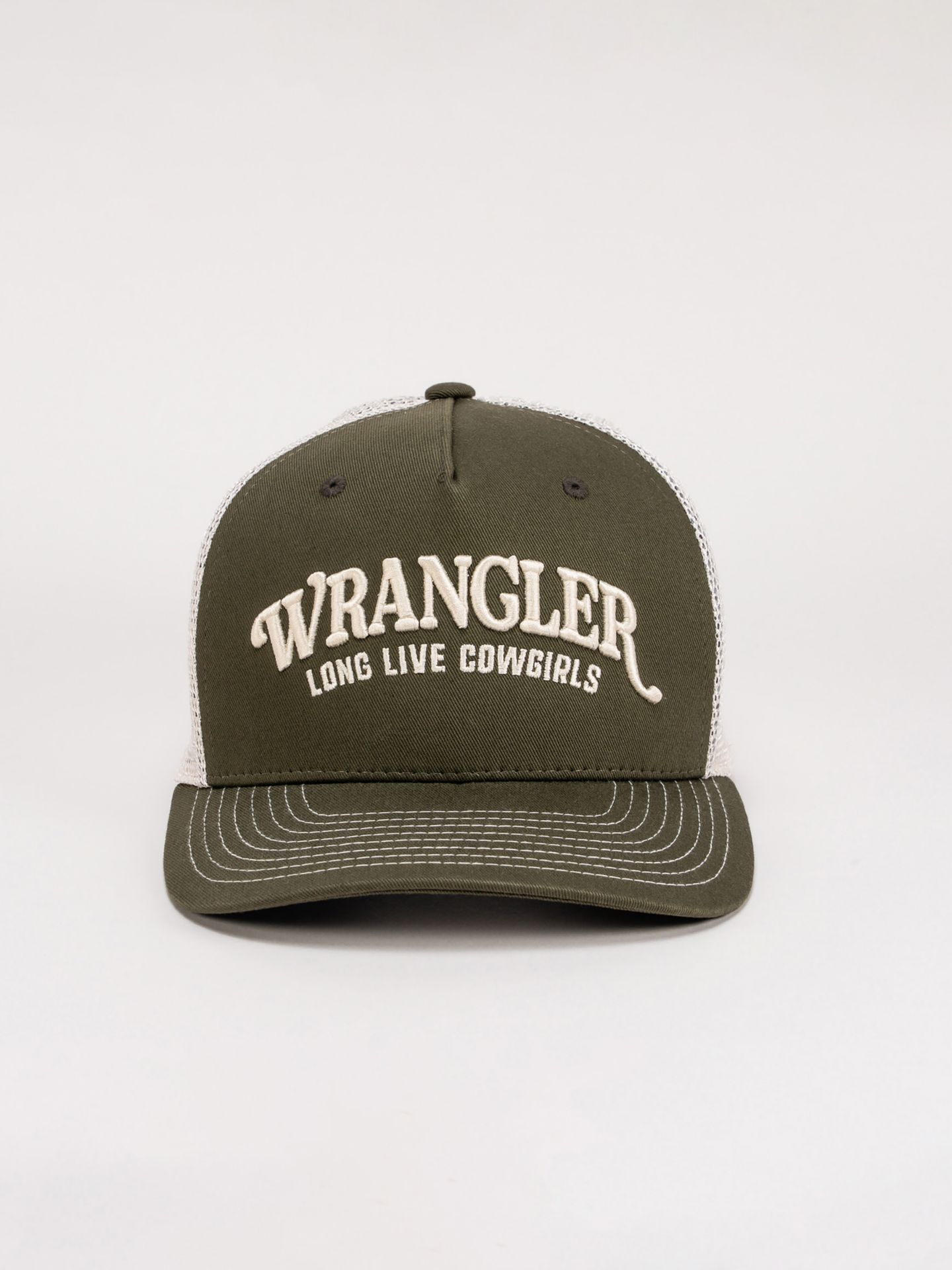 Женская кепка Wrangler Long Live Cowboys Trucker Hat, цвет: Оливковый — фото 2