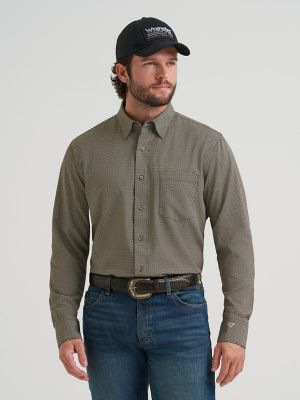 Men's Cody Johnson Performance Button Down Shirt in Black Multi Stripe