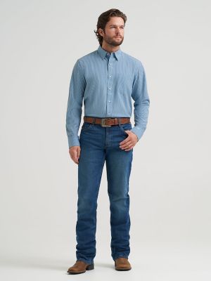 Men's Cody Johnson Performance Button Down Shirt in Cyan Squares