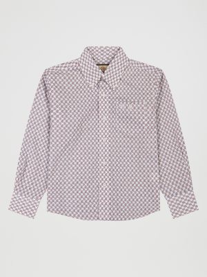 Boy's Classic Button-Down Print Shirt in Red Geo