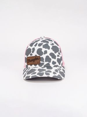 Women's Cow Print Mesh Trucker Hat:Pink:One Size alternative view