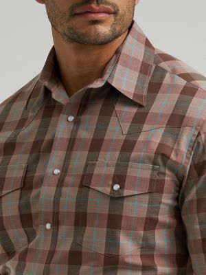 Мужские рубашки Wrangler Men's Wrinkle Resist Long Sleeve Western Snap Plaid Shirt — фото 4