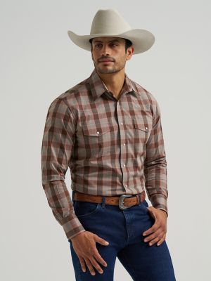 Men's Wrinkle Resist Long Sleeve Western Snap Plaid Shirt