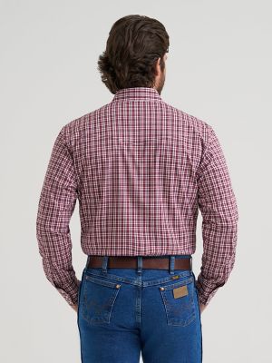 Men's Wrinkle Resist Long Sleeve Western Snap Plaid Shirt in Cherry Plaid alternative view 2