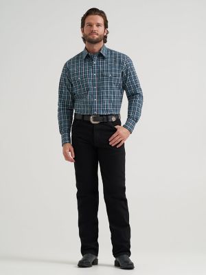 Mens Wrinkle Resist Long Sleeve Plaid Shirt:Storm:M alternative view