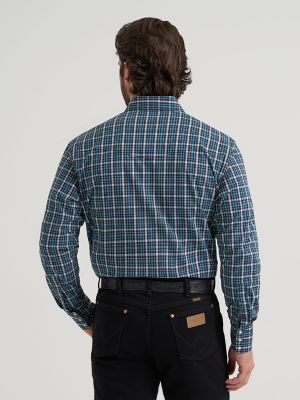 Mens Wrinkle Resist Long Sleeve Plaid Shirt:Storm:M alternative view 2