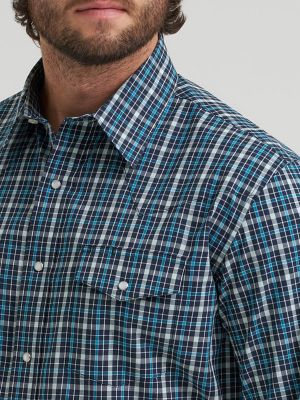 Mens Wrinkle Resist Long Sleeve Plaid Shirt:Storm:M alternative view 3