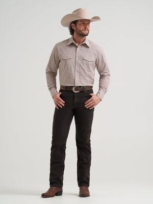 Men's Wrinkle Resist Long Sleeve Western Snap Stripe Shirt