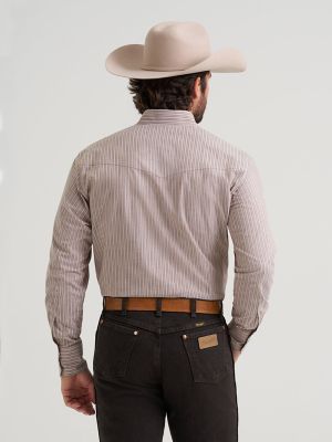 Men's Wrinkle Resist Long Sleeve Western Snap Stripe Shirt