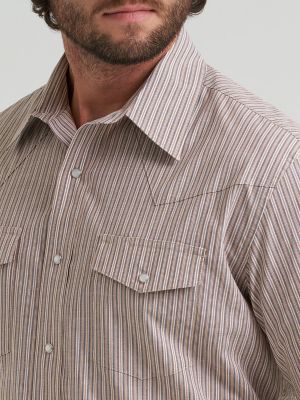 Men's Wrinkle Resist Long Sleeve Western Snap Stripe Shirt