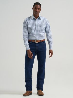 Men's Wrinkle Resist Long Sleeve Western Snap Plaid Shirt