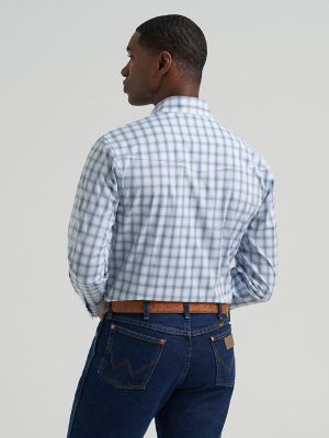 Men's Wrinkle Resist Long Sleeve Western Snap Plaid Shirt