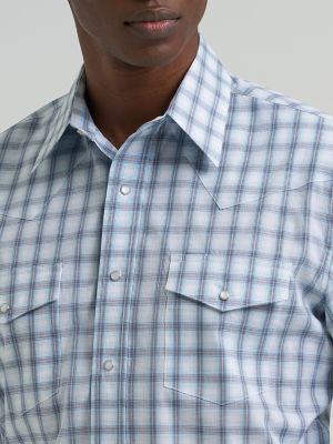 Men's Wrinkle Resist Long Sleeve Western Snap Plaid Shirt