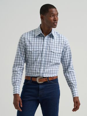 Men's Wrinkle Resist Long Sleeve Western Snap Plaid Shirt