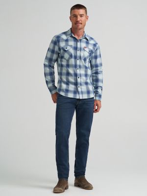Mens Slim Fit Plaid Shirt:Blue:L alternative view
