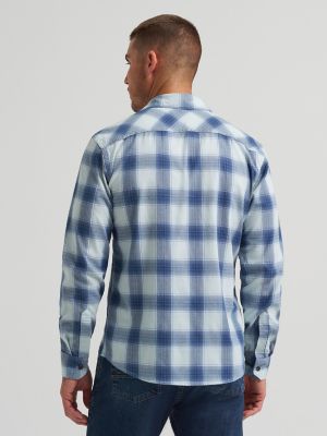 Mens Slim Fit Plaid Shirt:Blue:L alternative view 2