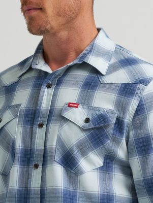 Mens Slim Fit Plaid Shirt:Blue:L alternative view 3