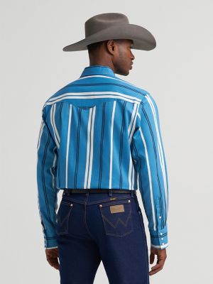 Vintage-Inspired Brushpopper Western Snap Workshirt in Intrepid Blue alternative view 3