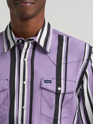 Vintage-Inspired Brushpopper Western Snap Workshirt in Bold Iris alternative view 4