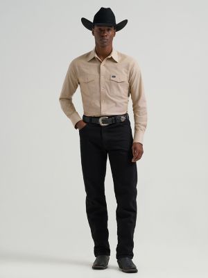 Cowboy Cut&reg; Long Sleeve Western Snap Chambray Work Shirt in Khaki alternative view