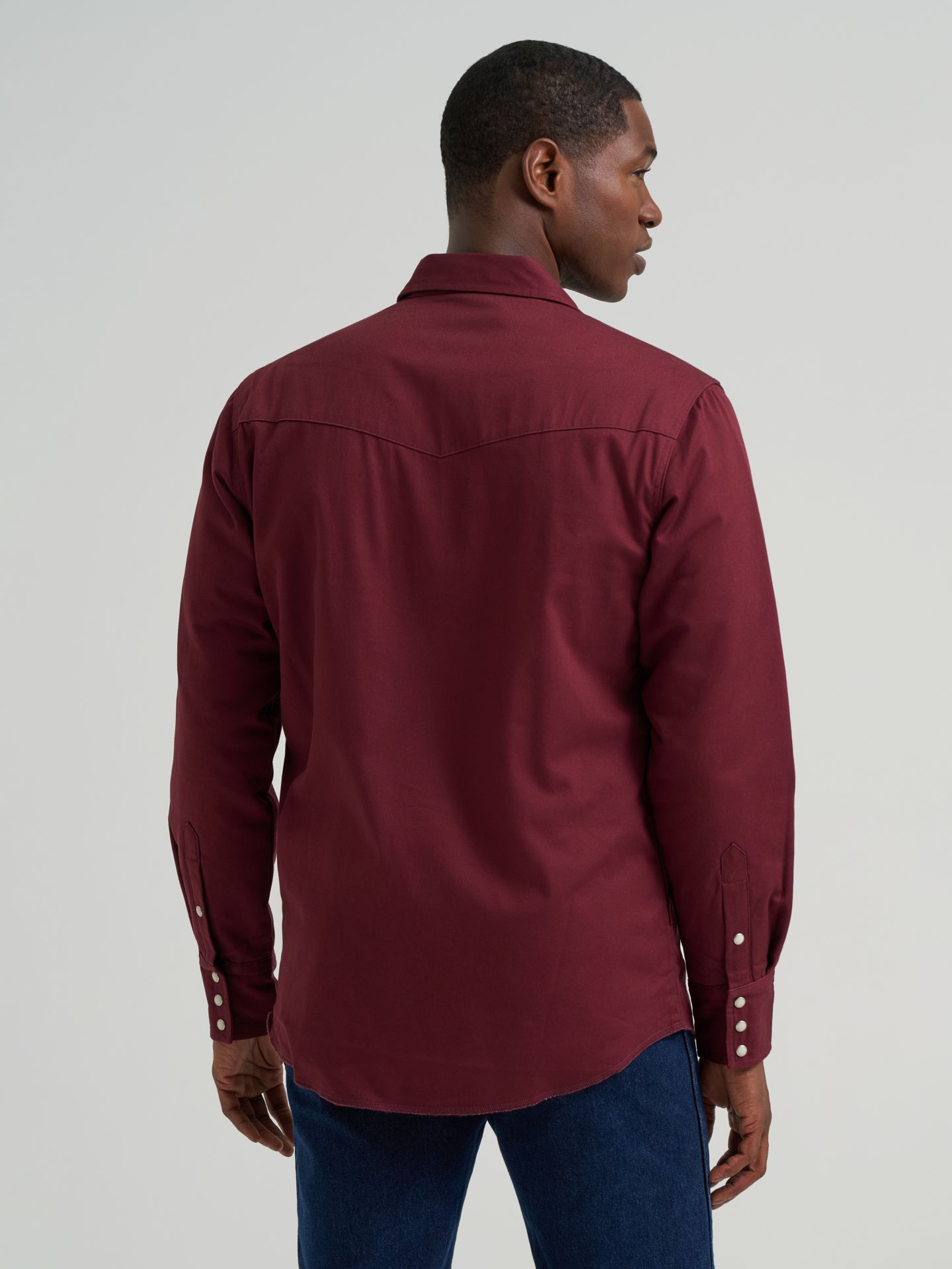 Мужская рубашка Wrangler Long Sleeve Flannel Lined Solid Work Shirt, цвет: Шелковичный винный — фото 3