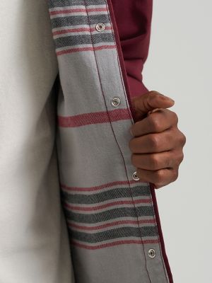 Men's Wrangler&reg; Long Sleeve Flannel Lined Solid Work Shirt in Mulberry Wine alternative view 4