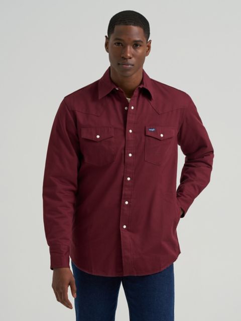 Мужские рубашки Wrangler Men's Wrangler® Long Sleeve Flannel Lined Solid Work Shirt