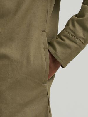 Men's Wrangler&reg; Long Sleeve Flannel Lined Solid Work Shirt in Woodland Green alternative view 5