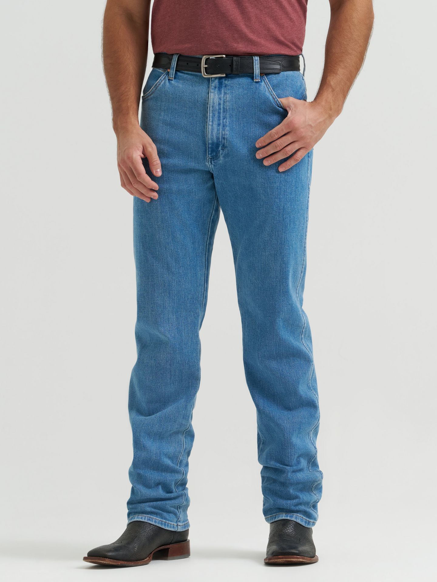 Мужские джинсы Wrangler Toughlite™ Cowboy Cut® Original Fit, цвет: Серо-бежевый — фото 4