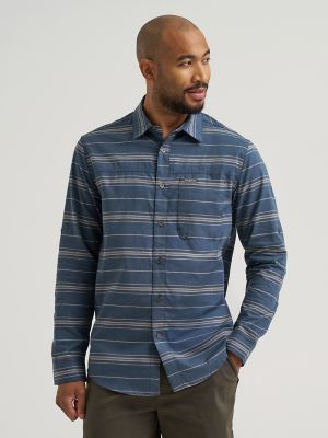 Men's Outdoor Single Pocket Shirt in Navy Stripe