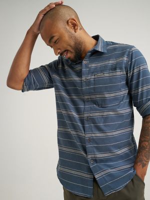 Men's Outdoor Single Pocket Shirt in Navy Stripe