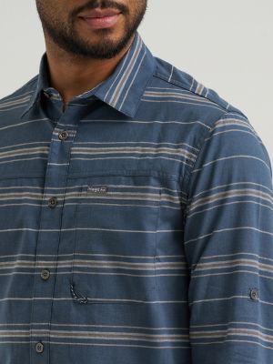 Men's Outdoor Single Pocket Shirt in Navy Stripe