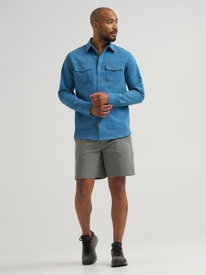 Men's Outdoor Stretch Solid Shirt in Blue Ashes
