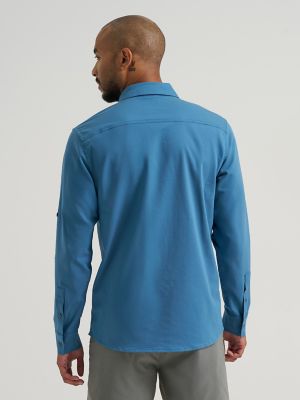 Men's Outdoor Stretch Solid Shirt in Blue Ashes