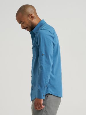 Men's Outdoor Stretch Solid Shirt in Blue Ashes