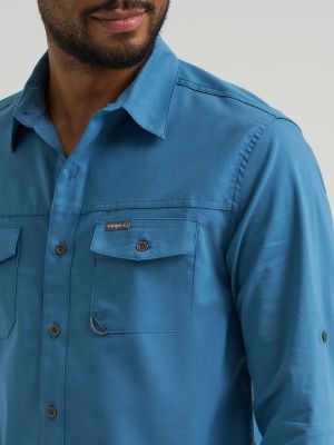 Men's Outdoor Stretch Solid Shirt in Blue Ashes