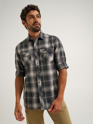 Men's Plaid Outdoor Shirt in Midnight Ombre