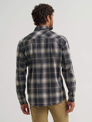 Men's Plaid Outdoor Shirt in Midnight Ombre