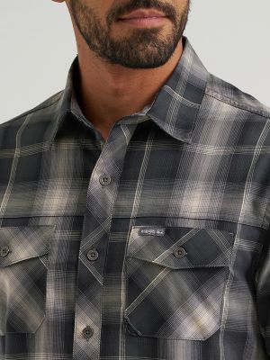 Men's Plaid Outdoor Shirt in Midnight Ombre