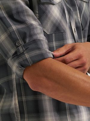 Men's Plaid Outdoor Shirt in Midnight Ombre