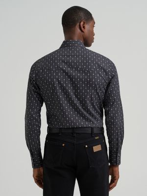 Men's Wrangler Retro&reg; Long Sleeve Sawtooth Snap Pocket Western Shirt in Obsidian Chain alternative view 2
